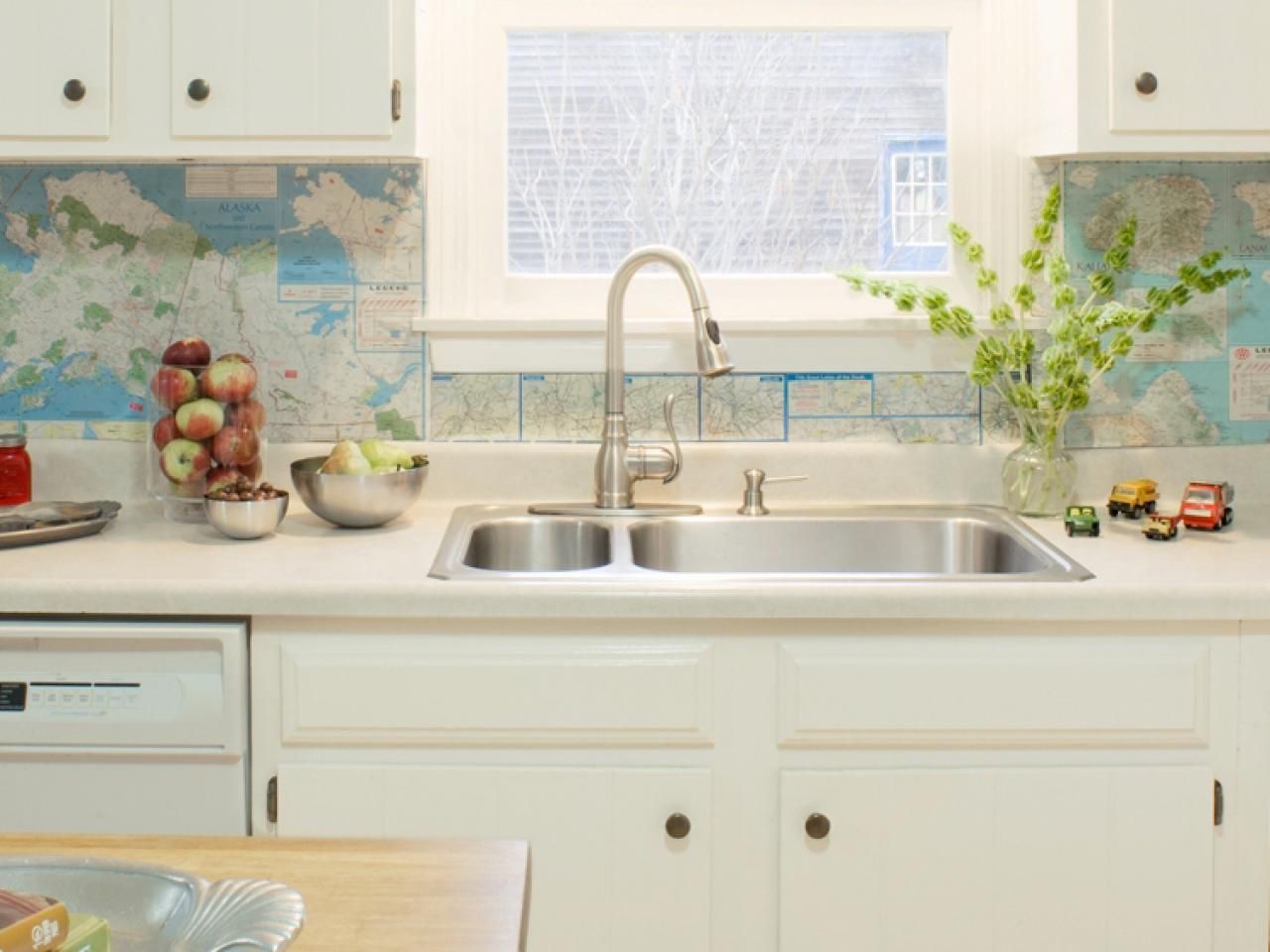    Recycled Map Backsplash 